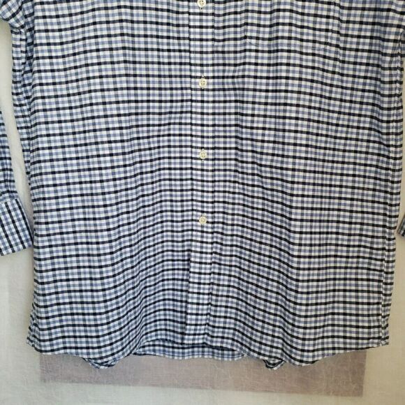 Chaps Mens Shirt Size L 16.5 Long Sleeve Button Up Blue Plaid Regular Fit Oxford - Picture 6 of 12